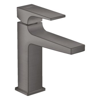 Смеситель для раковины Hansgrohe Metropol, низкий излив, с донным клапаном push-open, шлифованный чёрный хром